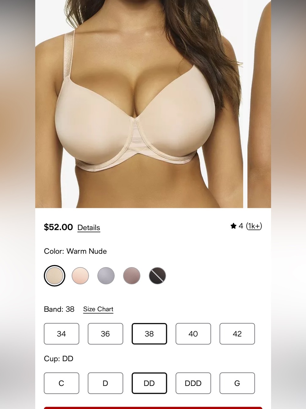 Paramour Warm Nude T-Shirt Bra — Seamless Underwire Support